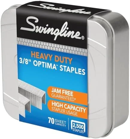 Swingline Staples, Premium High Capacity for Desktop Staplers, 3/8" Length, 125/Strip, 2500/Box, Jam Free, Optima (35550)