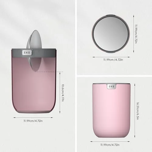 EKO Fandy 0.4 Gal/1.5L Mini Tabletop Trash Bin with Swing-Lid - Desktop Trash Can for Bathroom Countertop, Vanity, Coffee or Office, Small Garbage Bin