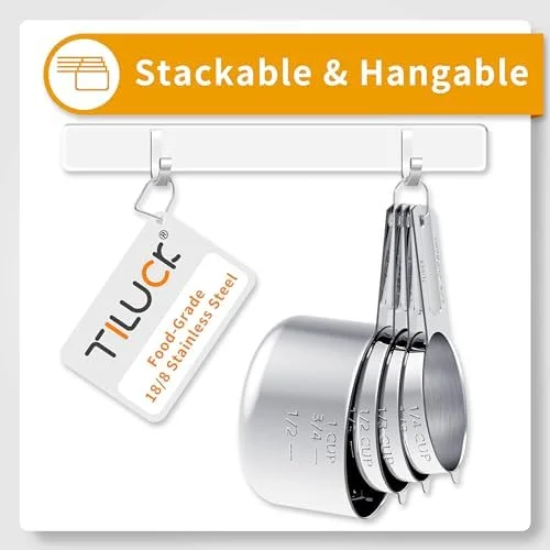 TILUCK Stainless Steel Measuring Cups & Spoons Set, Cups and Spoons, Kitchen Gadgets for Cooking & Baking (10)
