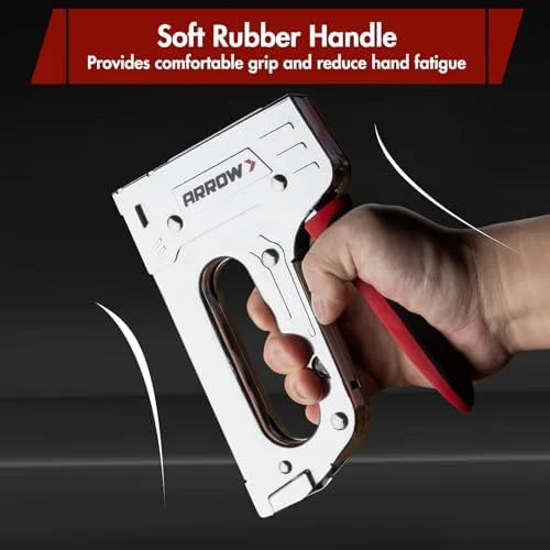 Arrow T55BL Staple Gun Kit, Heavy Duty Manual Stapler with 3750 Pieces T50 1/4", 3/8", 1/2" Staples, Soft Rubber Grip, for Upholstery Professional