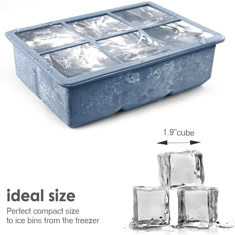 Excnorm Silicone Ice Cube Trays 3 Pack - Large Size Silicone Ice Cube Molds with Leak Proof Removable Lid Square Ice Cube Tray And BPA Free for