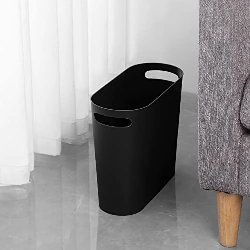 rejomiik Small Trash Can - 3.5 Gallon Slim Garbage Can Plastic Waste Basket with Handles Container Bin for Narrow Spaces Bathroom, Bedroom, Kitchen