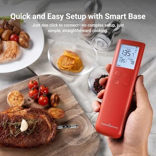ThermoMaven Smart Bluetooth Wireless Meat Thermometer - 10X Enhanced Sub-1G Signal and Stability, Standalone Display Base, Certified Accuracy ±0.5°F