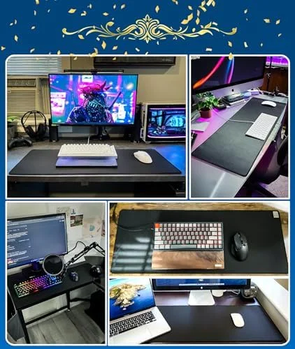 KTRIO Large Gaming Mouse Pad Desk Mat - Superior Micro-Weave Cloth for Precise Mouse Control, Non-Slip Rubber Base, Stitched Edges, Water-Resistant