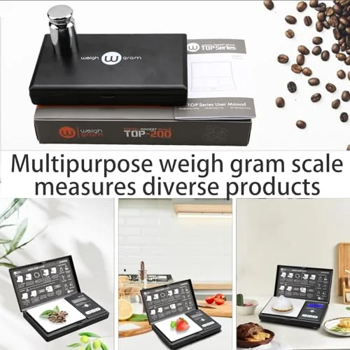 Weigh Gram 200g Digital Pocket Gram Scale 0.01g Accuracy - 200g x 0.01g Mini Digital Grams Scale, Small Food Scale, Jewelry Scale, Ounces Grains Scale