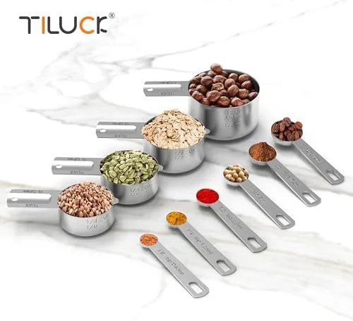 TILUCK Stainless Steel Measuring Cups & Spoons Set, Cups and Spoons, Kitchen Gadgets for Cooking & Baking (10)