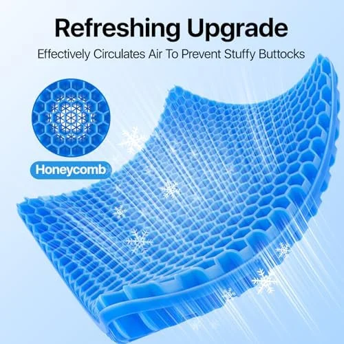 Gel Seat Cushion - Cooling seat Cushion (Super Large & Thick), Breathable Honeycomb Design Absorbs Pressure Points Seat Cushion, Gel Cushion for
