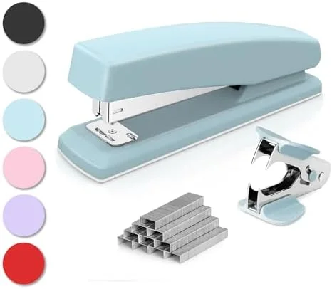 Deli Stapler, Desktop Staplers, 25 Sheet Capacity, Includes 1000 Staples and Staple Remover, Blue