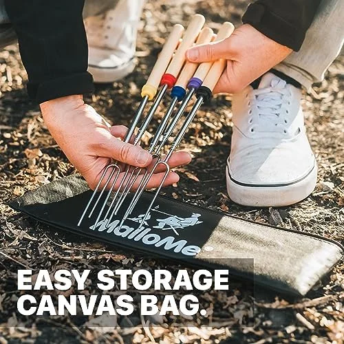 MalloMe Smores Sticks for Fire Pit Long - Marshmallow Roasting Sticks Smores Kit - Smore Skewers Hot Dog Fork Campfire Cooking Equipment, Camping