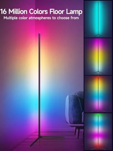 Tyute Corner Floor Lamp - RGB LED Corner Lamp with Music Sync, Smart App and Remote Control Color Changing Ambience Light, LED Lamp with 16 Million
