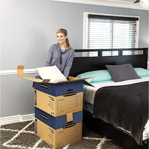 Bankers Box Large Prime Moving Box 6 Pack - Reinforced Handles, Tape-Free Assembly, Attached Lid, 18-in x 18-in x 24-in (0062904)