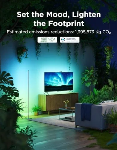 Govee RGBIC Floor Lamp Basic, 1000lm LED Corner Lamp Compatible with SmartThings, Alexa, and Matter, Modern Floor Lamp with Music Sync and 16 Million